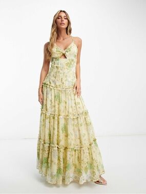 ASOS DESIGN Knot Front Cut Out Maxi Slip Dress